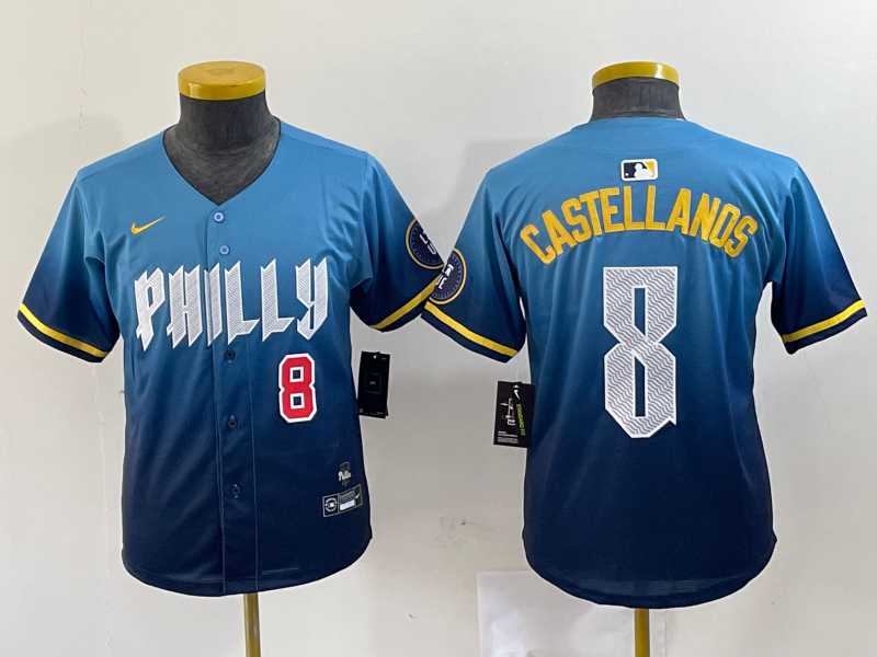 Womens Philadelphia Phillies #8 Nick Castellanos Blue 2024 City Connect Limited Stitched Jerseys->mlb womens jerseys->MLB Jersey